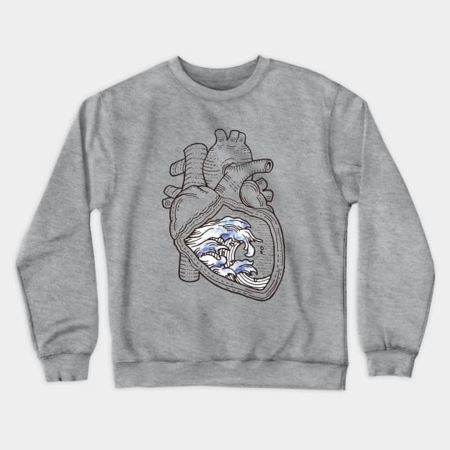 Ocean Heart Crewneck Sweatshirt by ZuskaArt